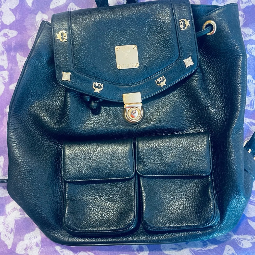 MCM Vintage Black Leather Backpack